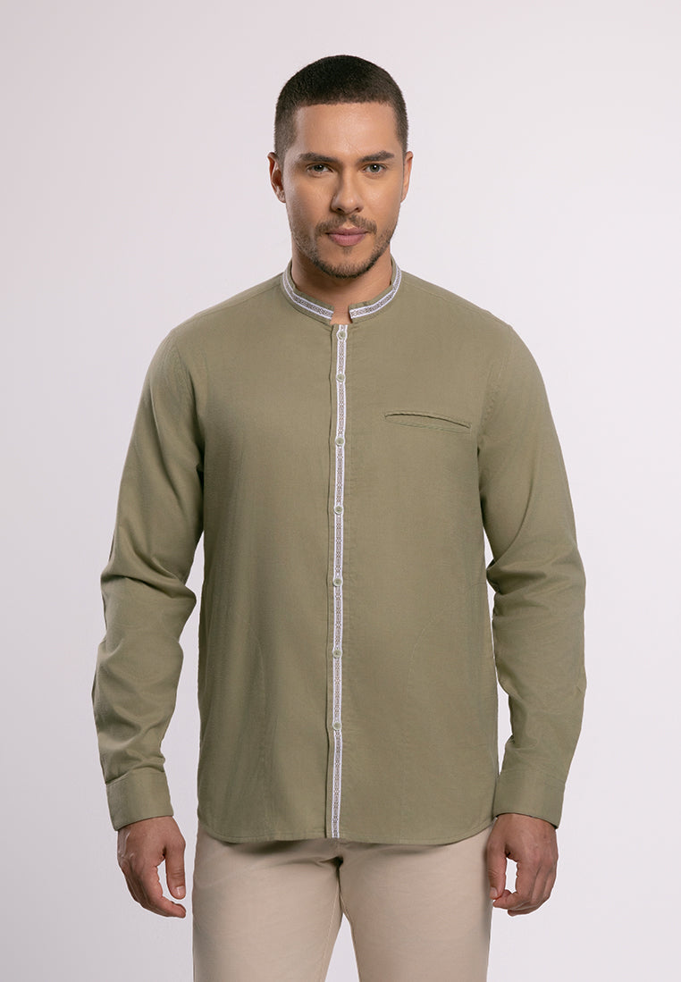 MOC - Kemeja Shanghai Lengan Panjang Pria Ghazali - Olive