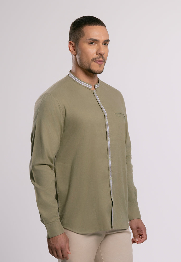 MOC - Kemeja Shanghai Lengan Panjang Pria Ghazali - Olive