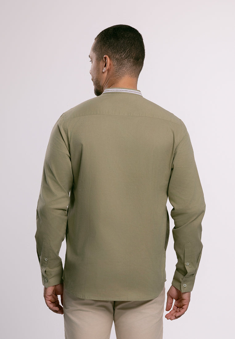 MOC - Kemeja Shanghai Lengan Panjang Pria Ghazali - Olive