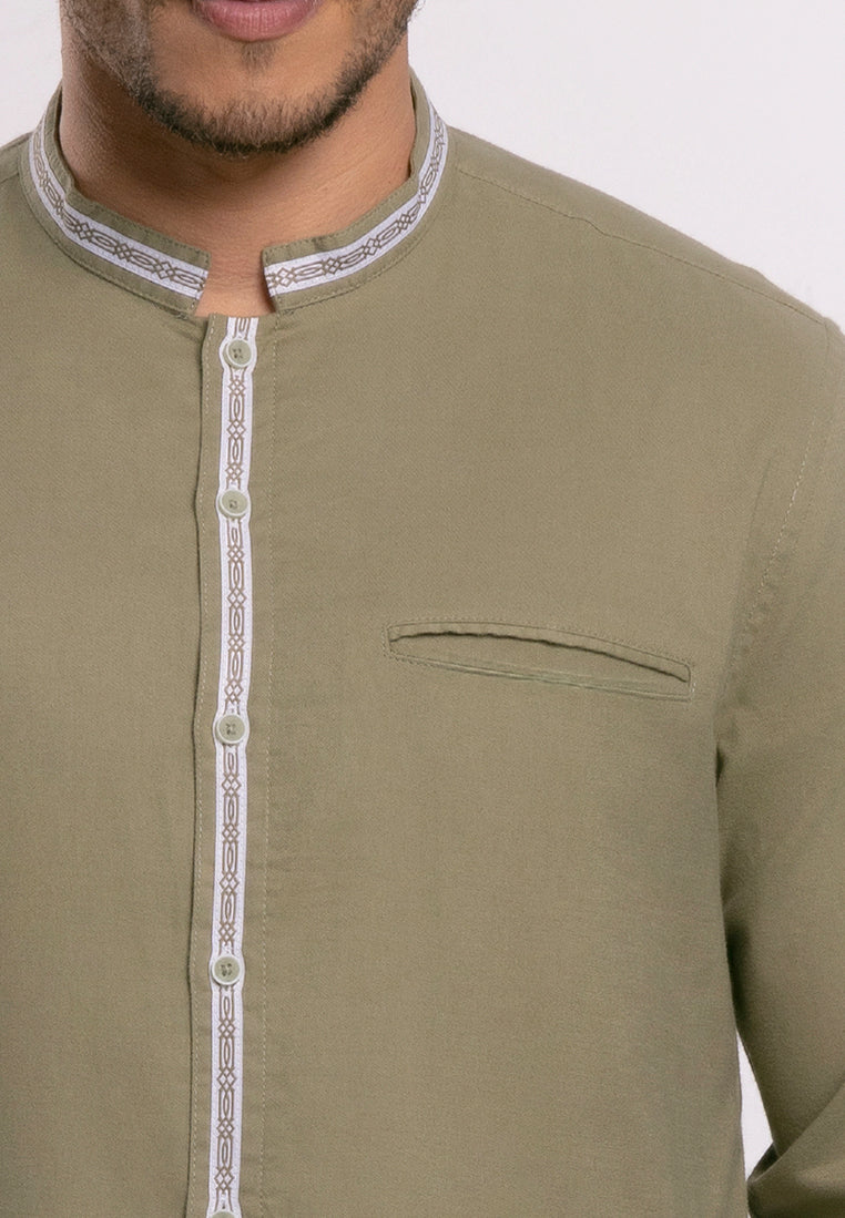 MOC - Kemeja Shanghai Lengan Panjang Pria Ghazali - Olive