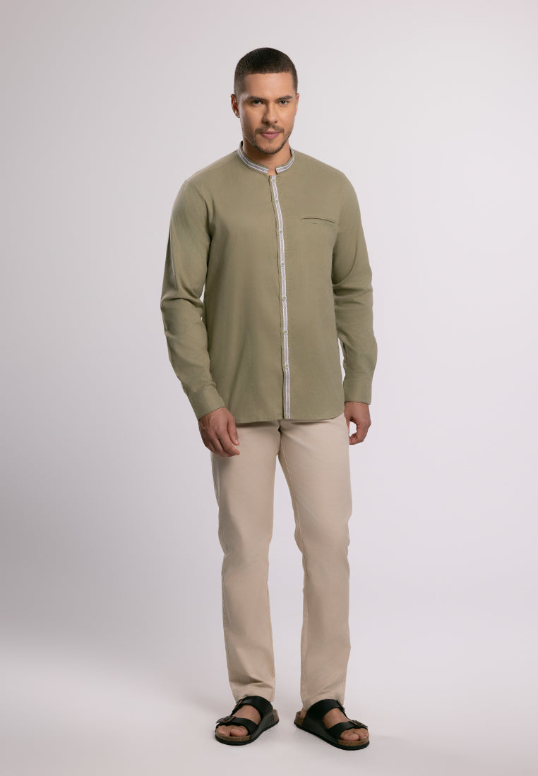 MOC - Kemeja Shanghai Lengan Panjang Pria Ghazali - Olive