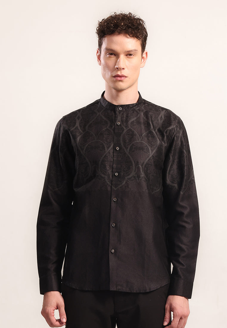 MOC Kemeja Shanghai Lengan Panjang Ghibran - Black