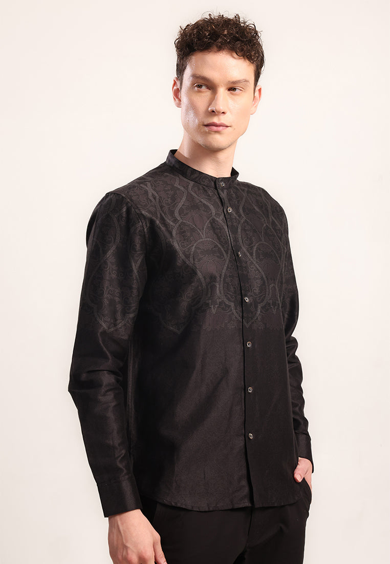 MOC Kemeja Shanghai Lengan Panjang Ghibran - Black