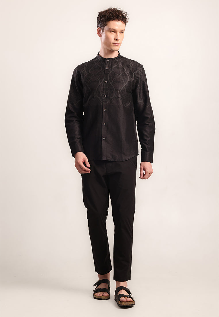 MOC Kemeja Shanghai Lengan Panjang Ghibran - Black