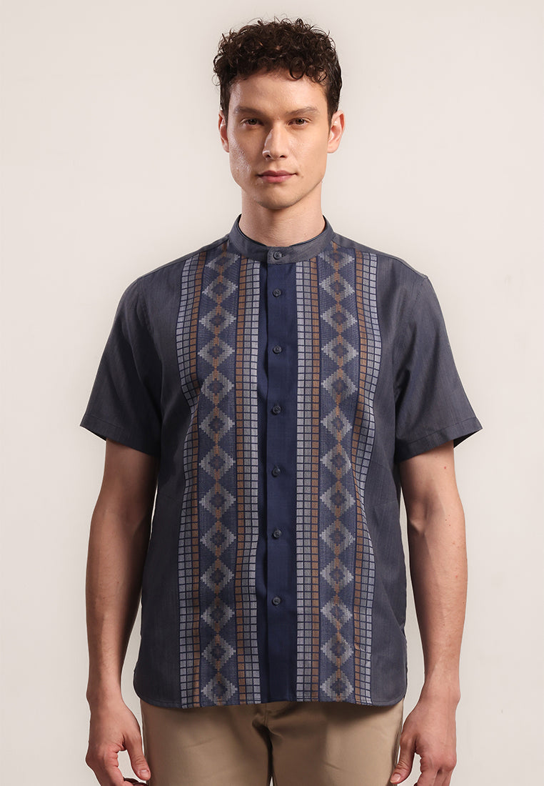 MOC Kemeja Koko Lengan Pendek Pria Gulzar - Navy