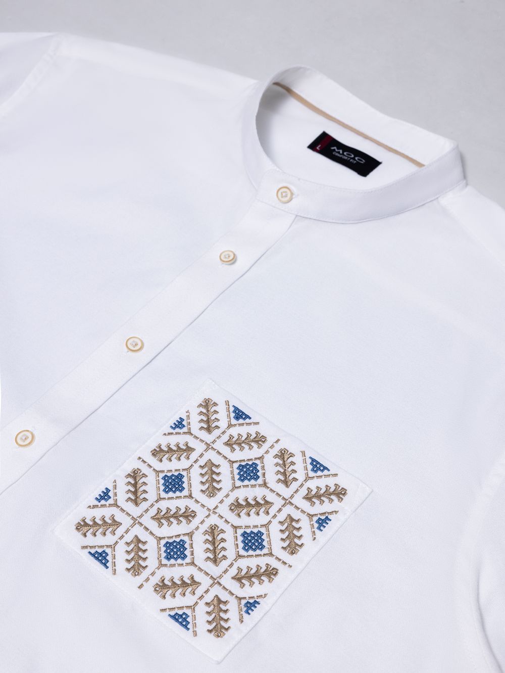 MOC - Kemeja Shanghai Lengan Pendek Pria Habibi - White