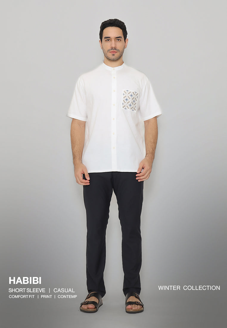 MOC - Kemeja Shanghai Lengan Pendek Pria Habibi - White