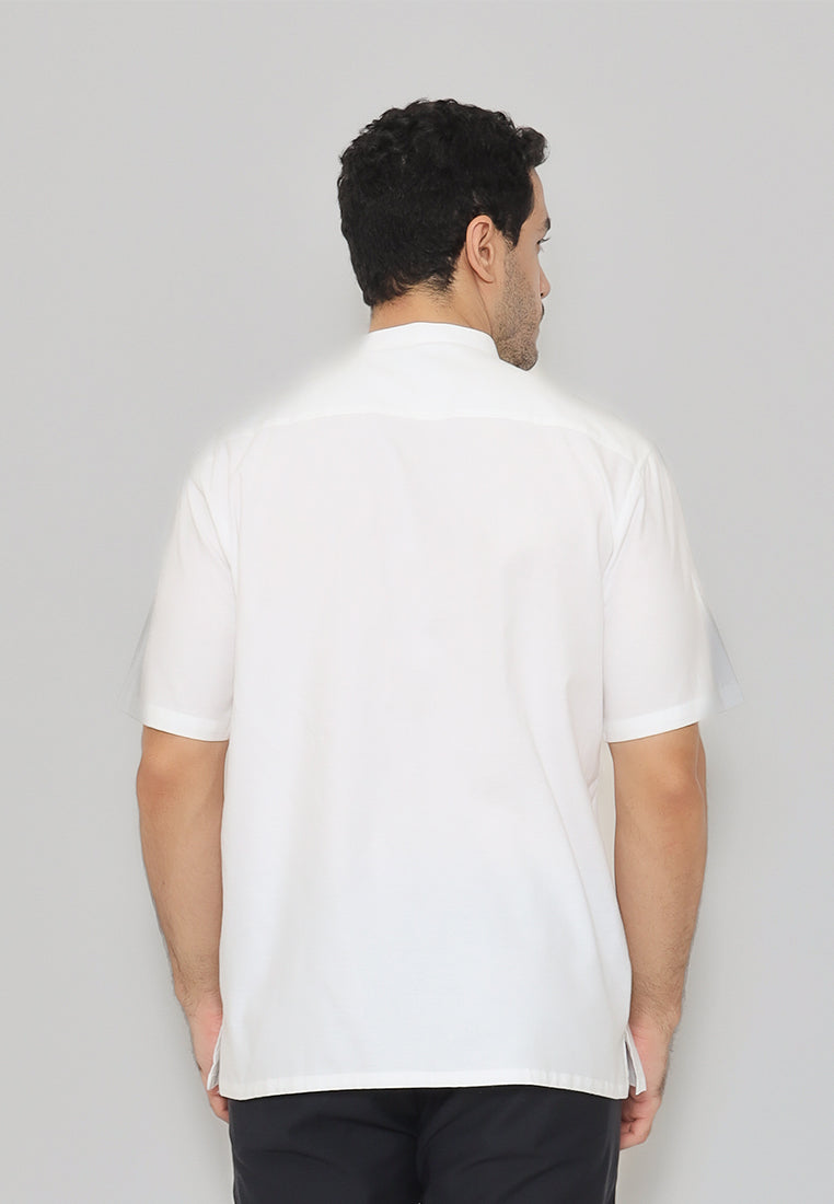 MOC - Kemeja Shanghai Lengan Pendek Pria Habibi - White