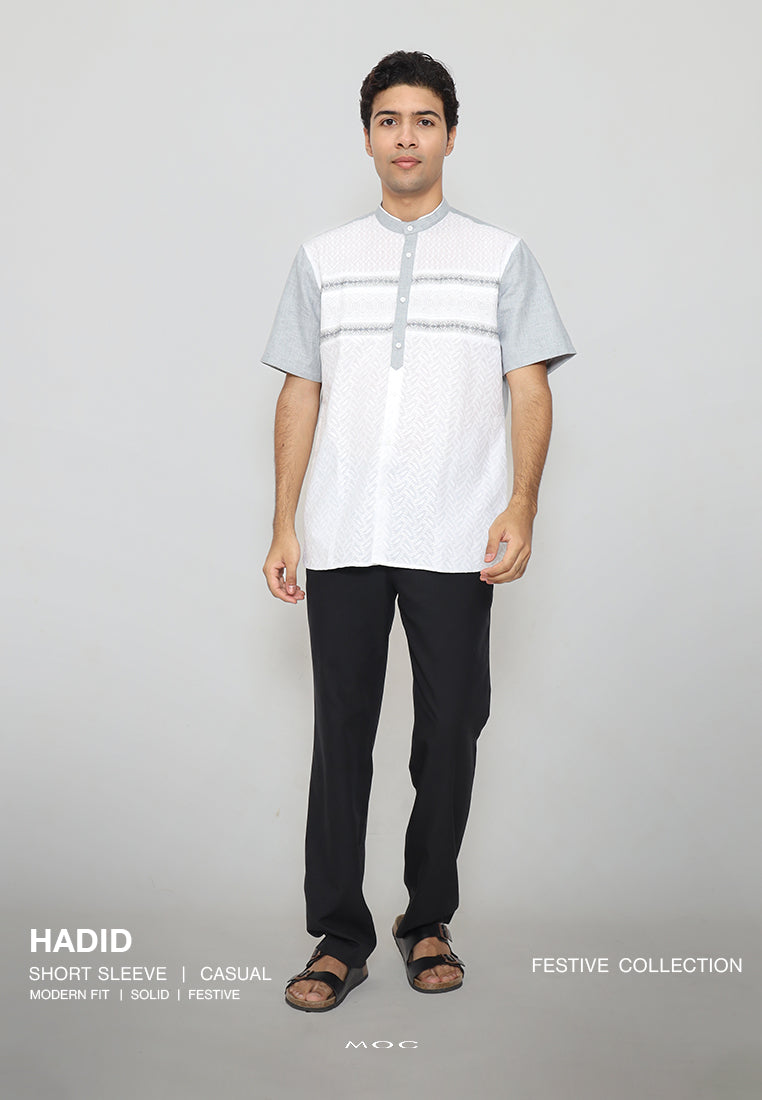 MOC Kemeja Koko Lengan Pendek Pria Hadid - Grey