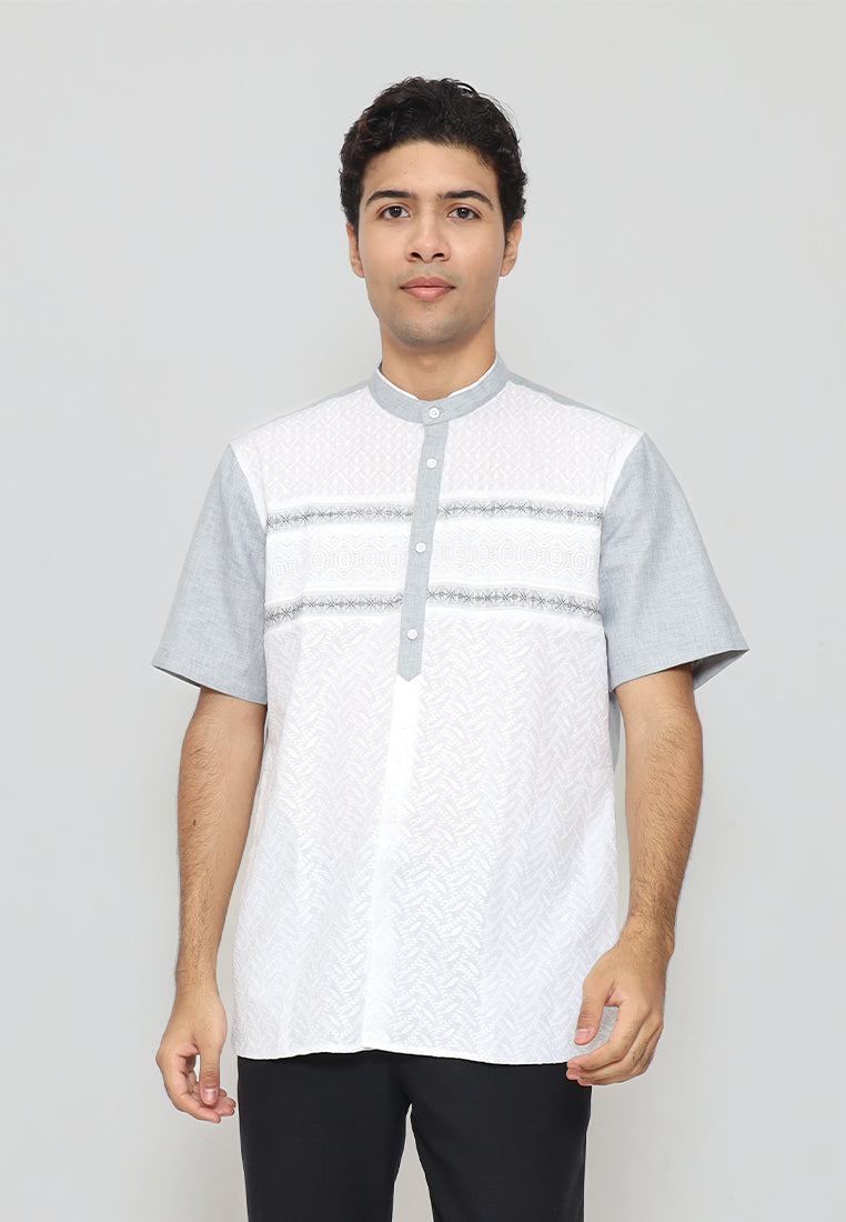 MOC Kemeja Koko Lengan Pendek Pria Hadid - Grey