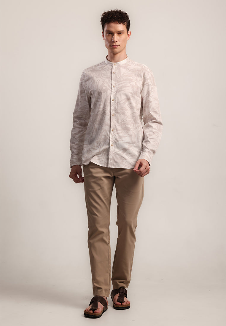 MOC Kemeja Shanghai Lengan Panjang Pria Haikal - White