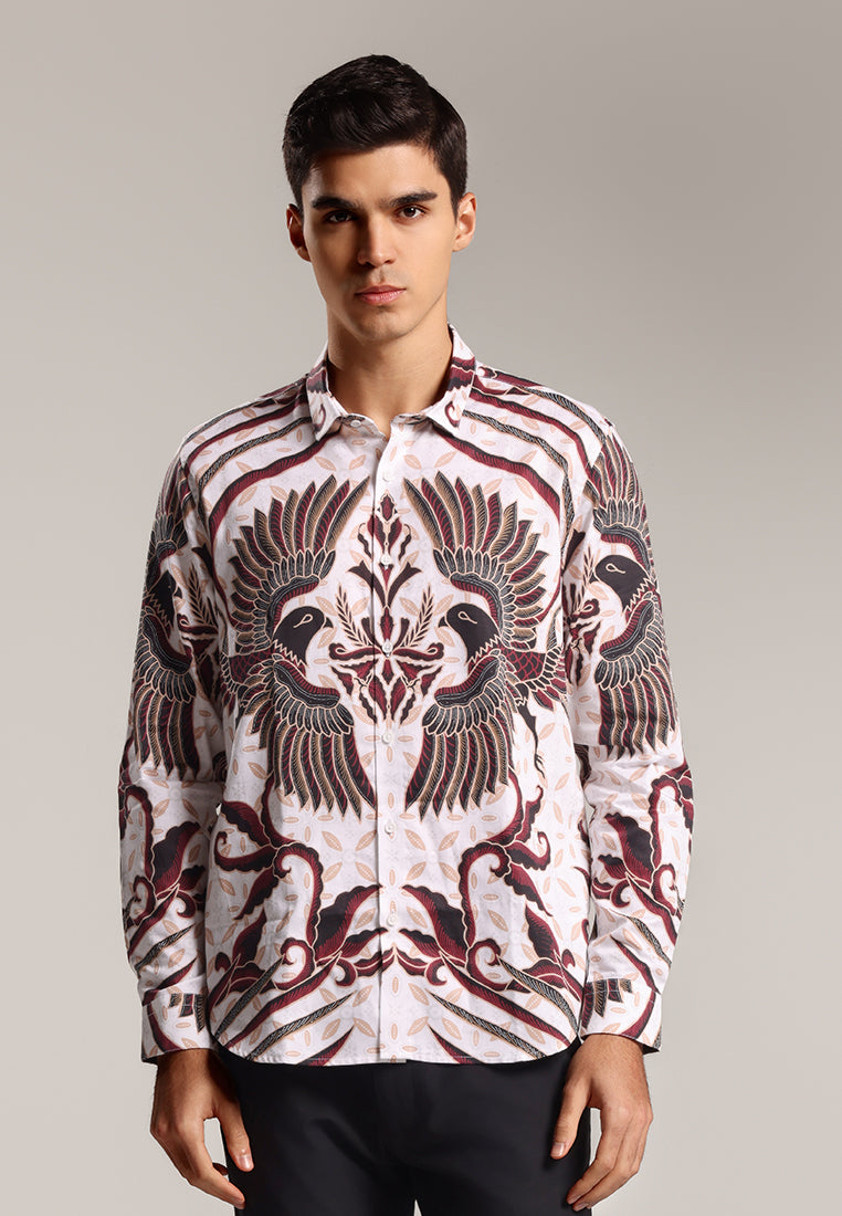 MOC - Kemeja Batik Pria Lengan Panjang Harkamanta 1 - White