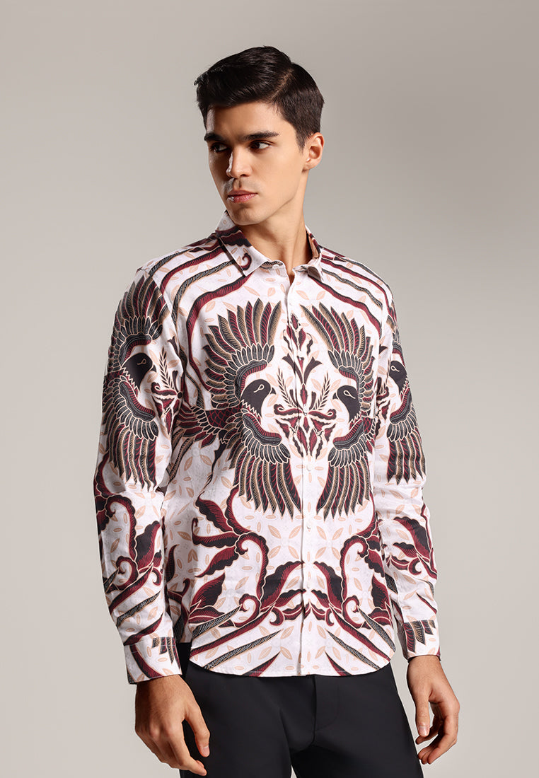 MOC - Kemeja Batik Pria Lengan Panjang Harkamanta 1 - White