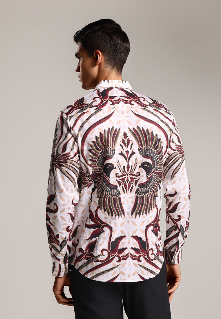 MOC - Kemeja Batik Pria Lengan Panjang Harkamanta 1 - White