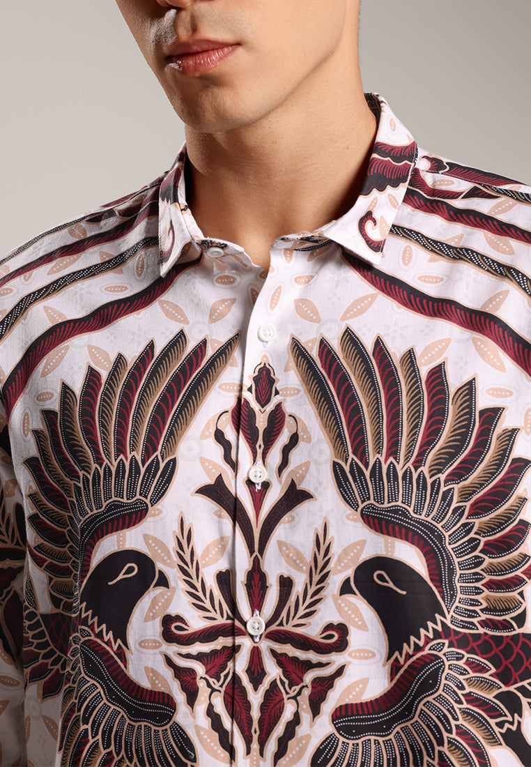 MOC - Kemeja Batik Pria Lengan Panjang Harkamanta 1 - White