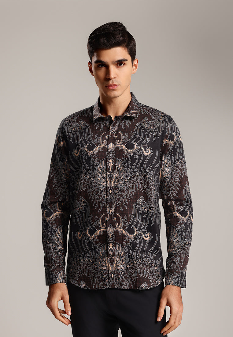 MOC - Kemeja Batik Pria Lengan Panjang Harkamanta 2 - Khaki