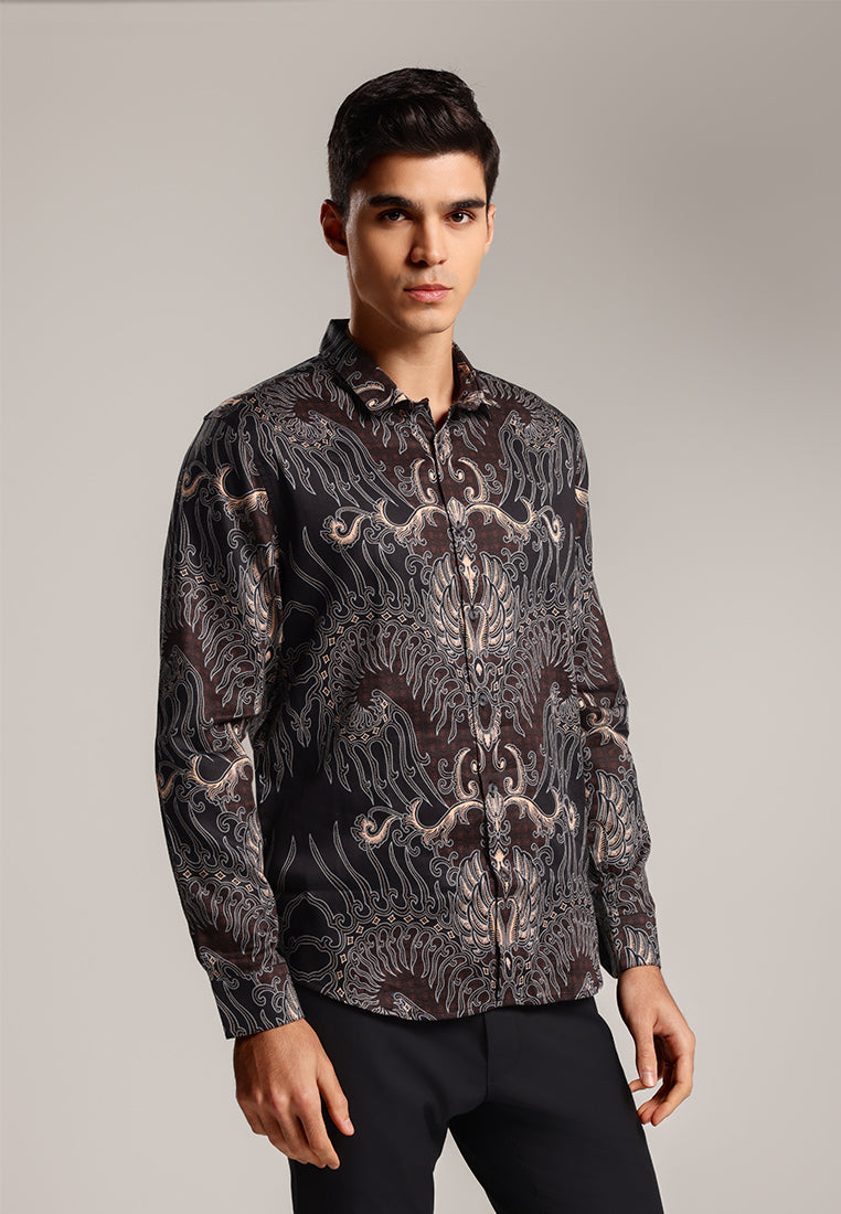 MOC - Kemeja Batik Pria Lengan Panjang Harkamanta 2 - Khaki