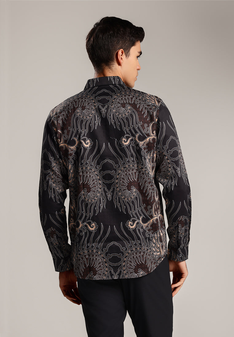 MOC - Kemeja Batik Pria Lengan Panjang Harkamanta 2 - Khaki