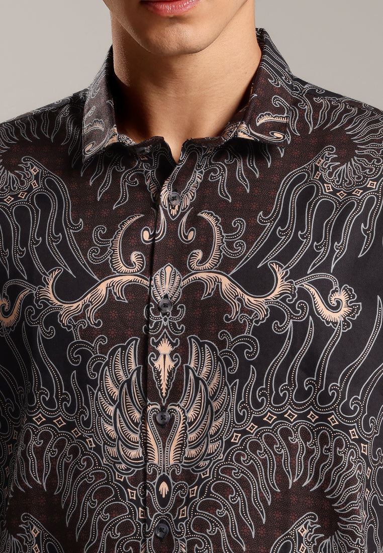 MOC - Kemeja Batik Pria Lengan Panjang Harkamanta 2 - Khaki