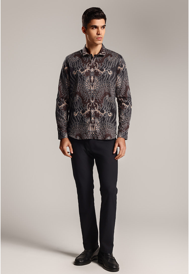 MOC - Kemeja Batik Pria Lengan Panjang Harkamanta 2 - Khaki