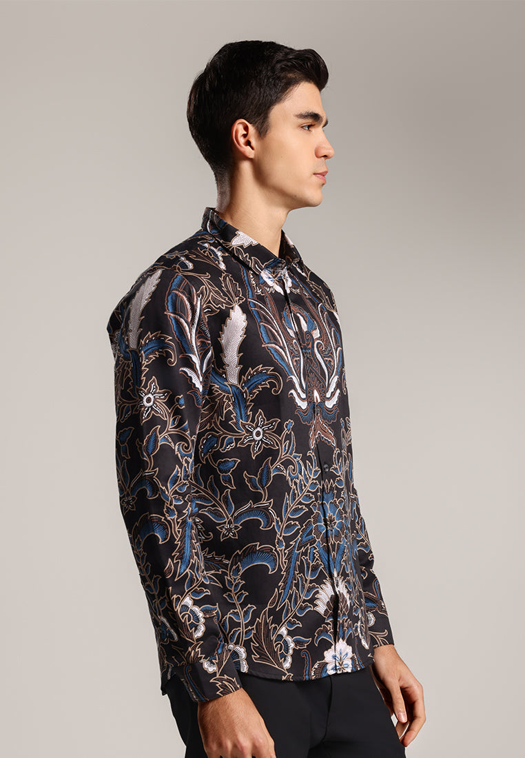 MOC - Kemeja Batik Pria Lengan Panjang Harkamanta 3 - Black