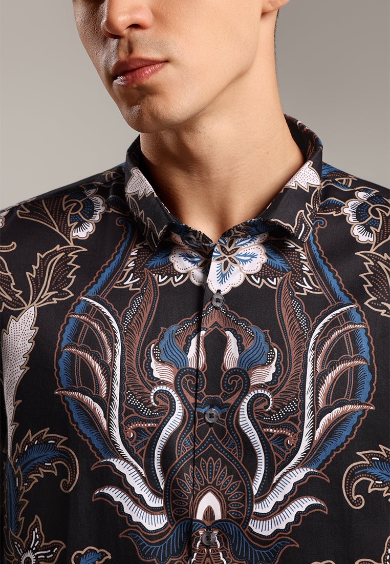 MOC - Kemeja Batik Pria Lengan Panjang Harkamanta 3 - Black