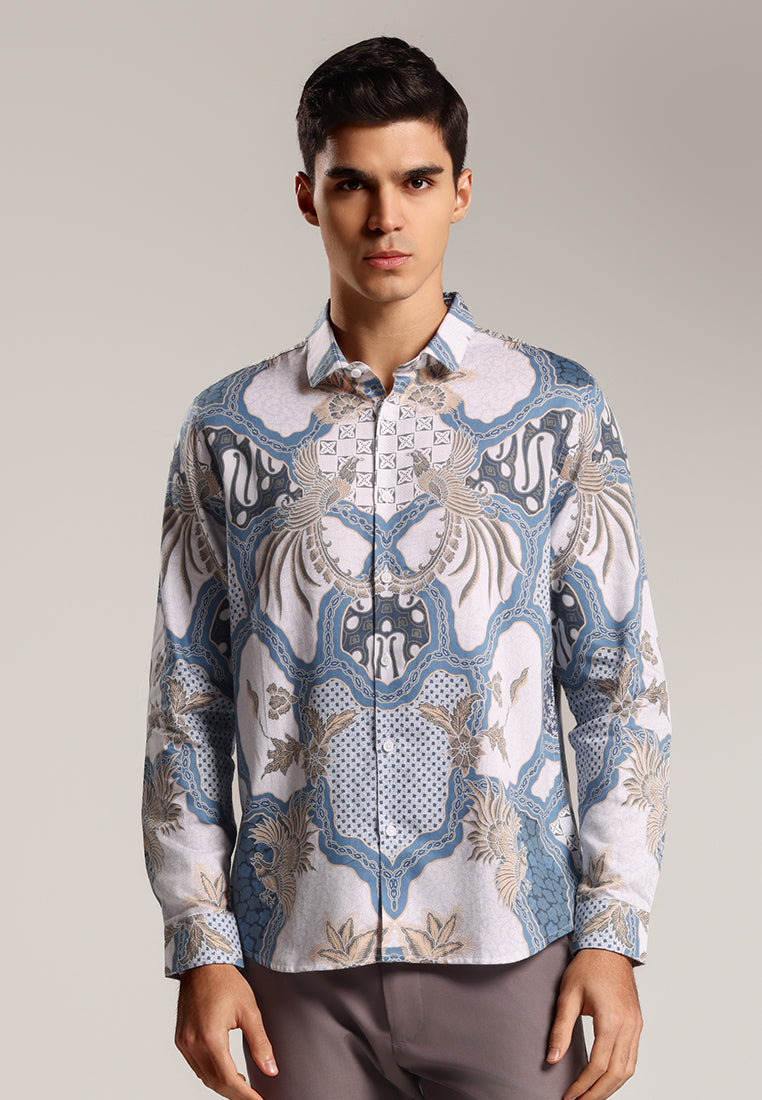 MOC - Kemeja Batik Pria Lengan Panjang Harkamanta 4 - Blue