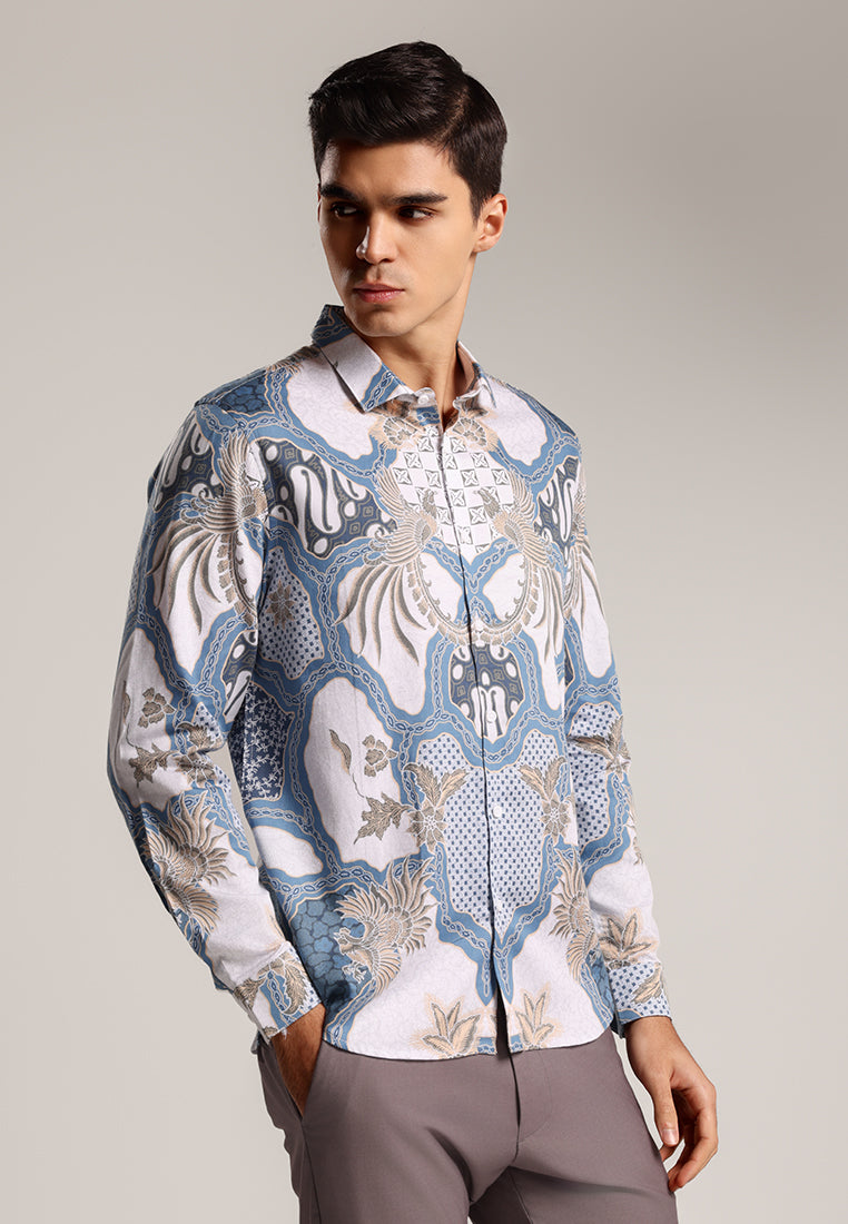 MOC - Kemeja Batik Pria Lengan Panjang Harkamanta 4 - Blue