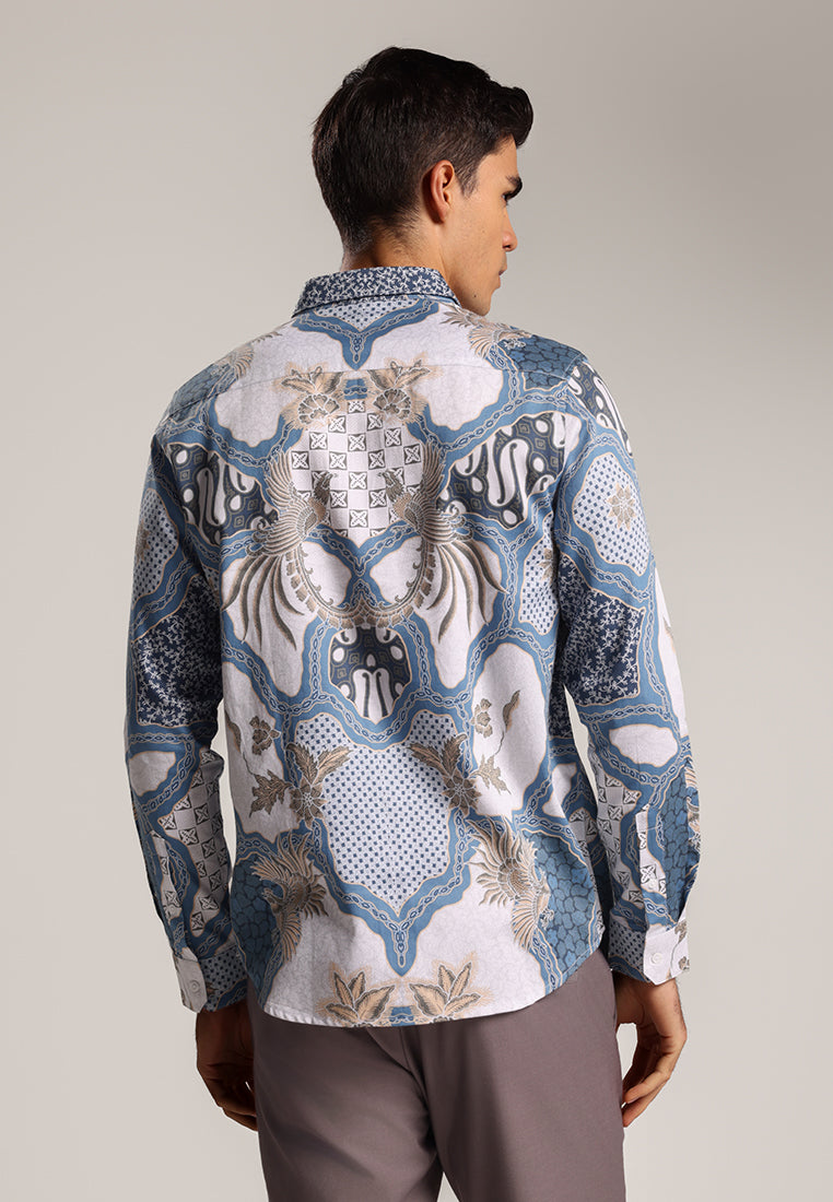 MOC - Kemeja Batik Pria Lengan Panjang Harkamanta 4 - Blue