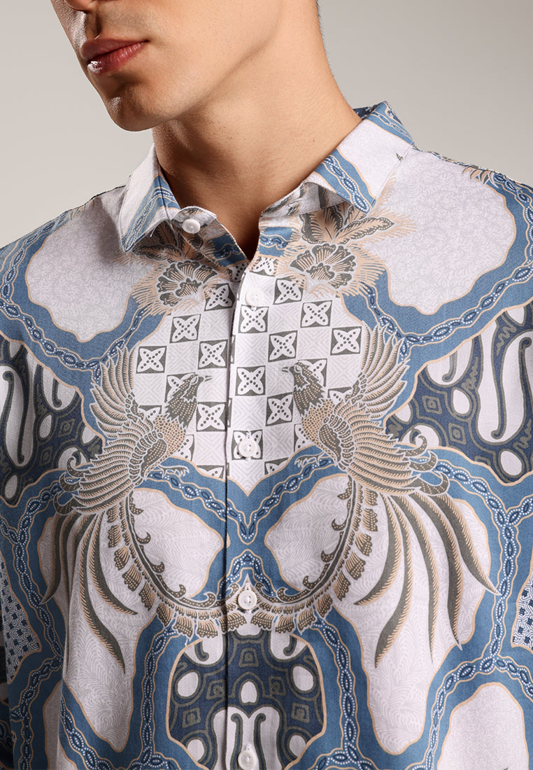 MOC - Kemeja Batik Pria Lengan Panjang Harkamanta 4 - Blue