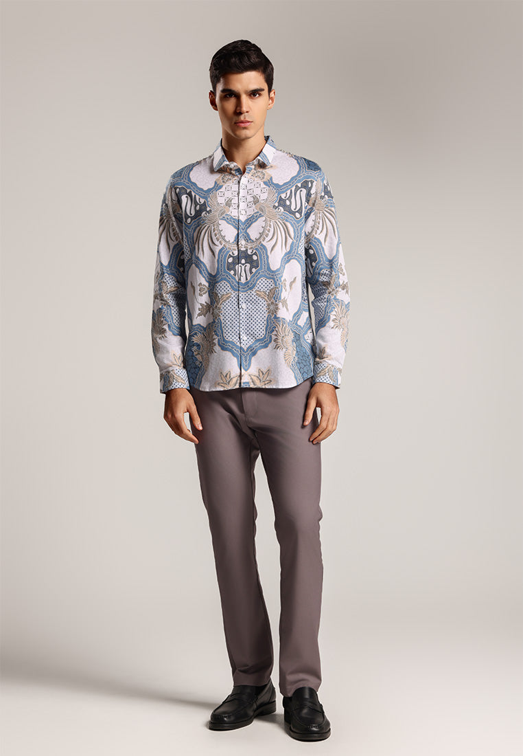 MOC - Kemeja Batik Pria Lengan Panjang Harkamanta 4 - Blue