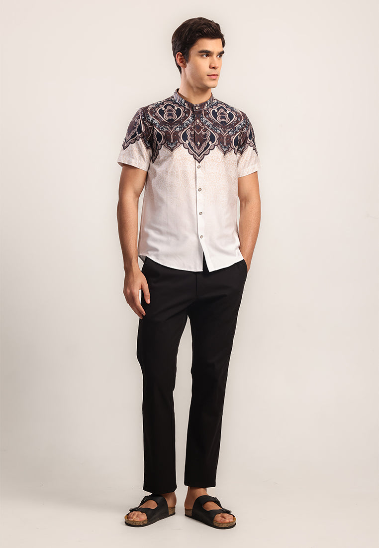 MOC - Kemeja Shanghai Lengan Pendek Pria Irsyad - Brown