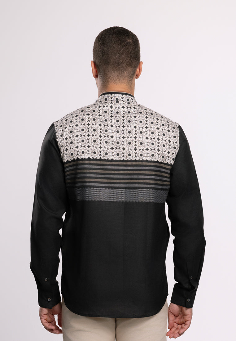 MOC - Kemeja Koko Lengan Panjang Pria Jafer - Black