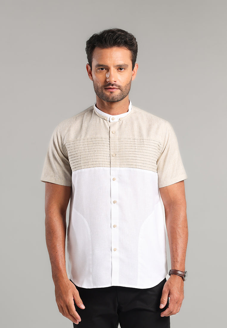 MOC Kemeja Koko Lengan Pendek Pria Jazirah - Khaki