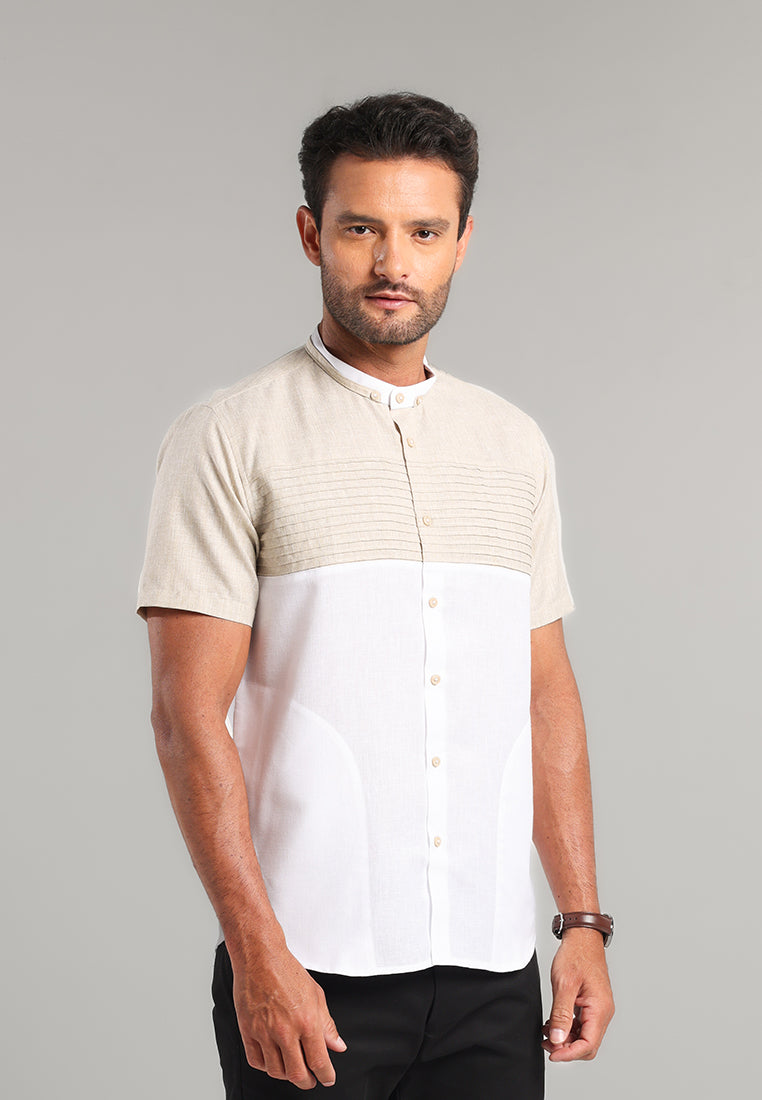 MOC Kemeja Koko Lengan Pendek Pria Jazirah - Khaki