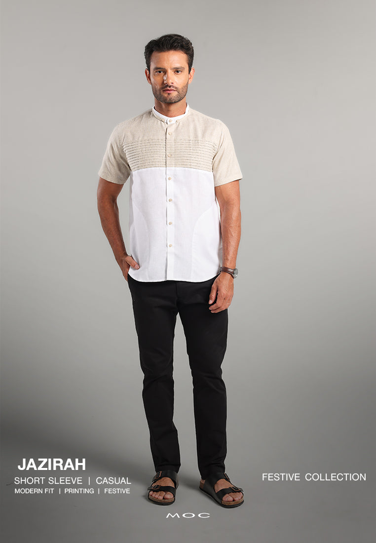 MOC Kemeja Koko Lengan Pendek Pria Jazirah - Khaki