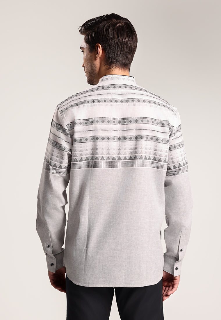 MOC Kemeja Koko Lengan Panjang Pria Kareem - Grey