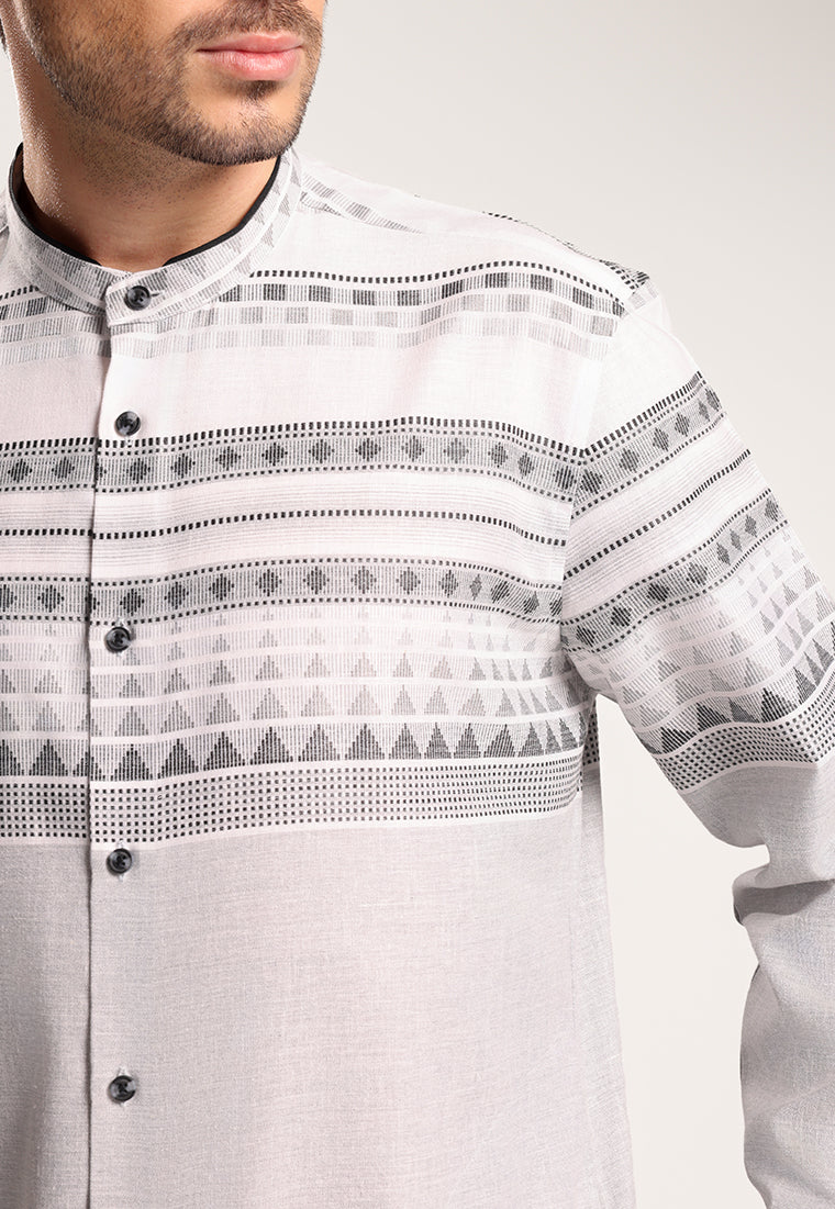 MOC Kemeja Koko Lengan Panjang Pria Kareem - Grey