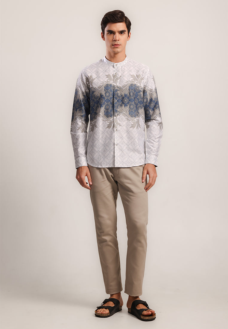 MOC - Kemeja Shanghai Lengan Panjang Pria Khalif - White
