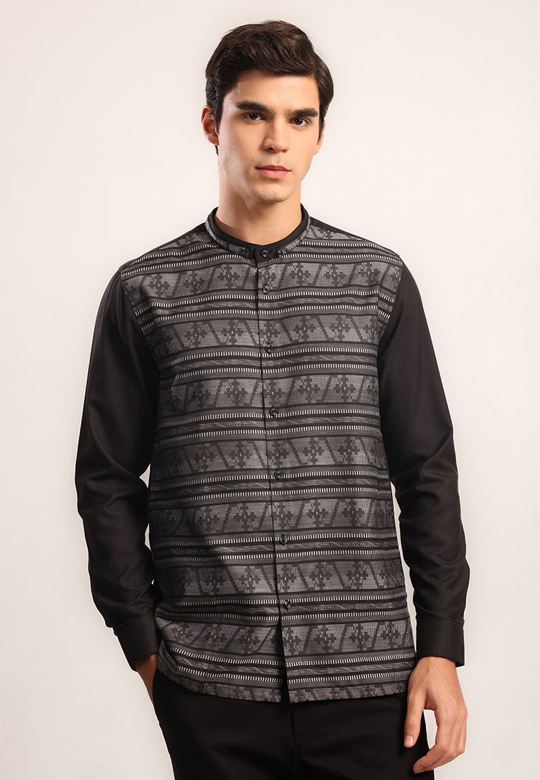 MOC Kemeja Koko Lengan Panjang Pria Kiswah - Black