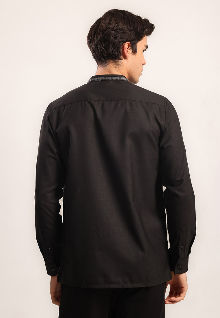 MOC Kemeja Koko Lengan Panjang Pria Kiswah - Black