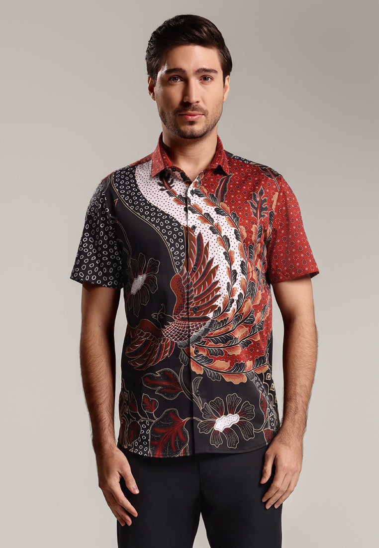 MOC - Kemeja Batik Pria Lengan Pendek Lakhon - Red