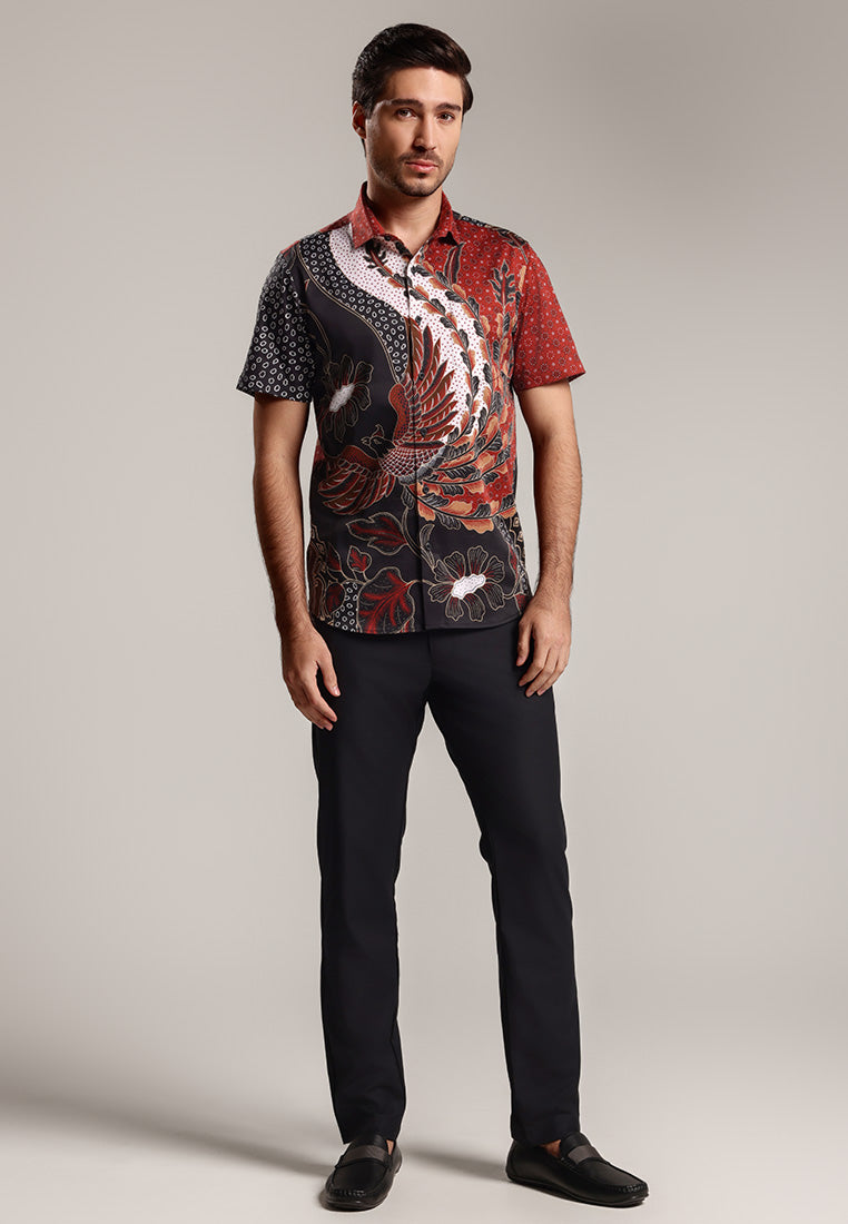 MOC - Kemeja Batik Pria Lengan Pendek Lakhon - Red