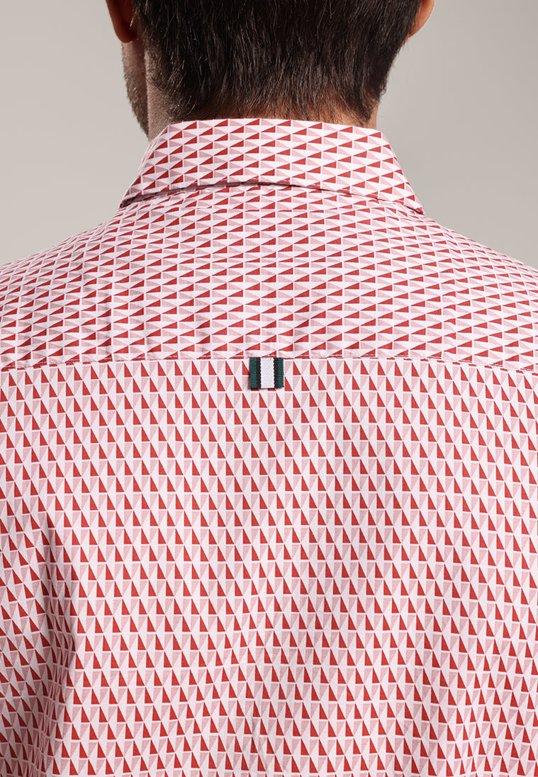 MOC - Kemeja Motif Lengan Pendek Pria Lorenzo - Light Pink