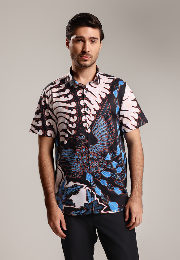 MOC - Kemeja Batik Pria Lengan Pendek Makha - Blue