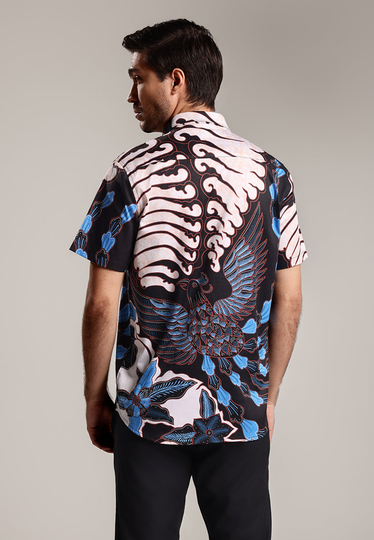 MOC - Kemeja Batik Pria Lengan Pendek Makha - Blue