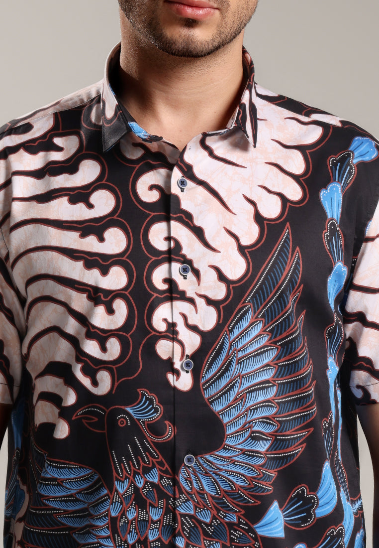 MOC - Kemeja Batik Pria Lengan Pendek Makha - Blue