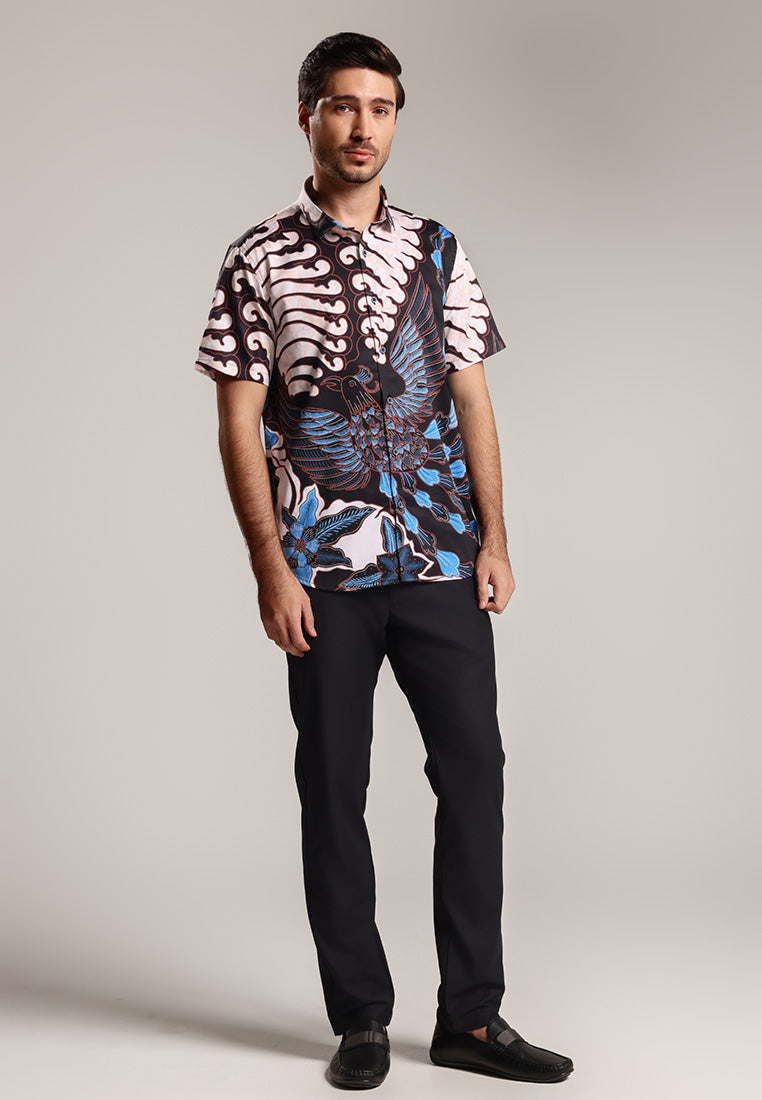 MOC - Kemeja Batik Pria Lengan Pendek Makha - Blue