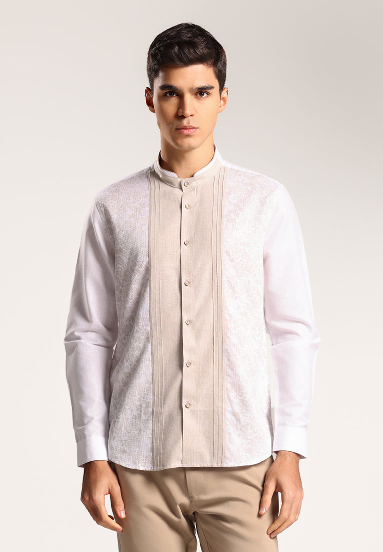 MOC Kemeja Koko Lengan Panjang Pria Maqdis - White