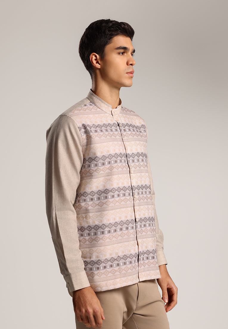 MOC Kemeja Koko Lengan Panjang Pria Oraif - Khaki